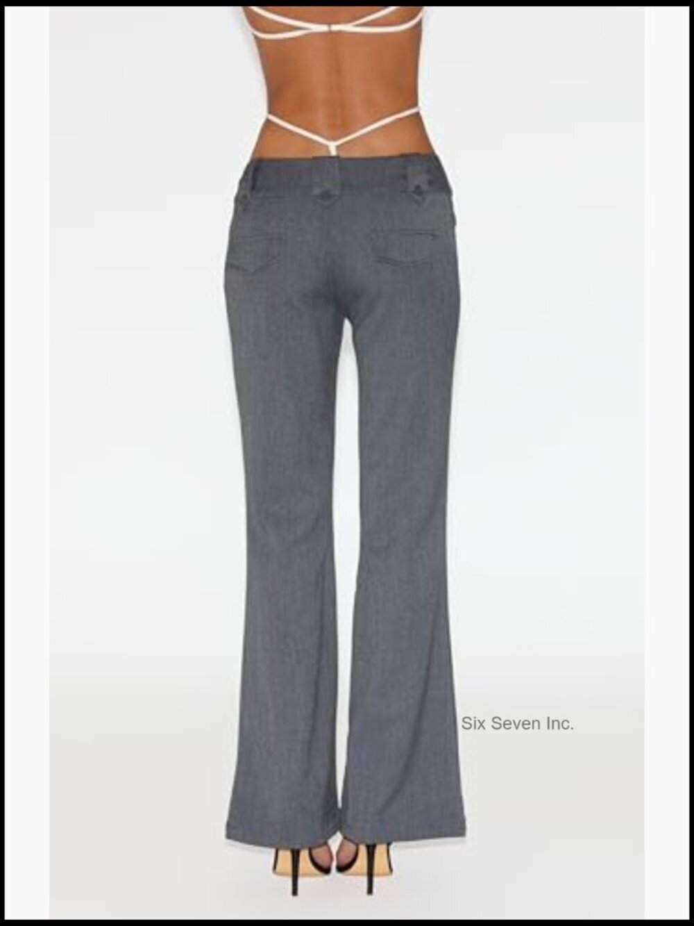 Low-Rise Trousers with Buttoned Waistband and Flare Leg - Picture 6 of 7